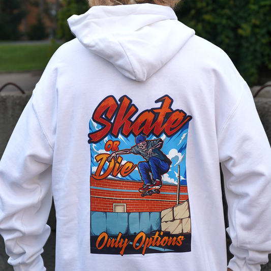 Skate or Die Hoodie-white